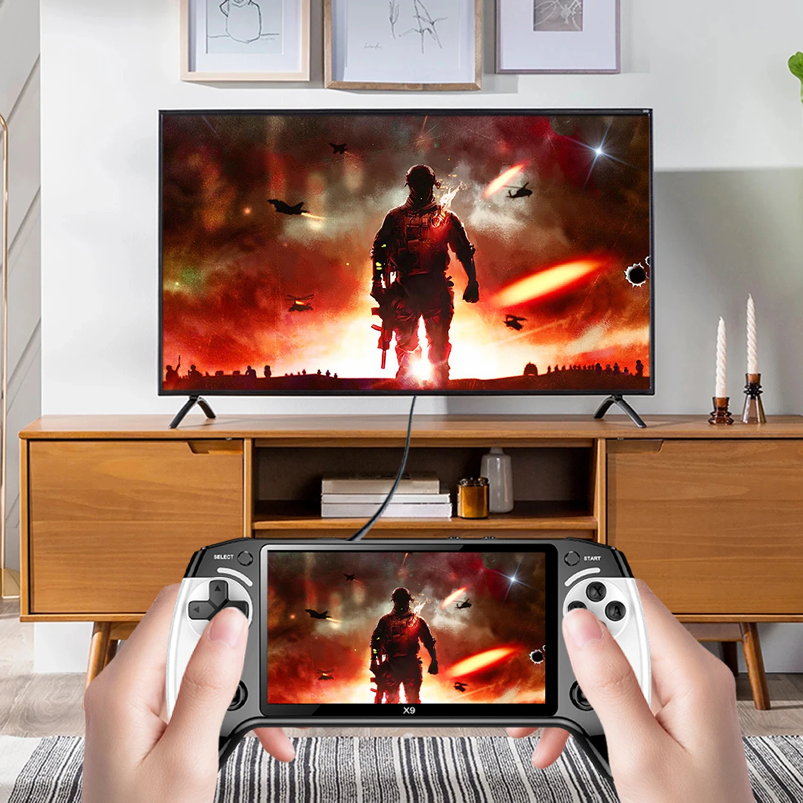 

Портативная игровая консоль с 5,5-дюймовым экраном, 1500 мАч, ретро-игровая приставка с зарядкой Type-C, портативный игровой плеер для детей и взрослых