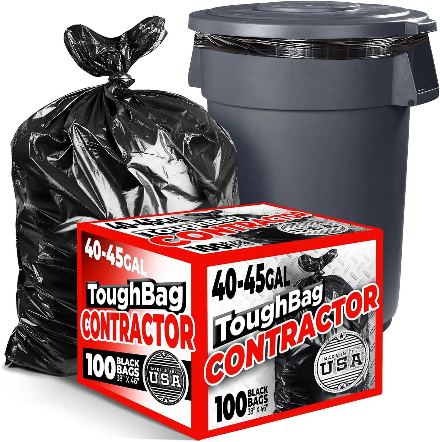 

40-45 Gallon Trash Bags Heavy Duty (100 Count) - 39, 40, 42, 44 Gallon Trash Bags for Contractors, Commercial, Home, Ki