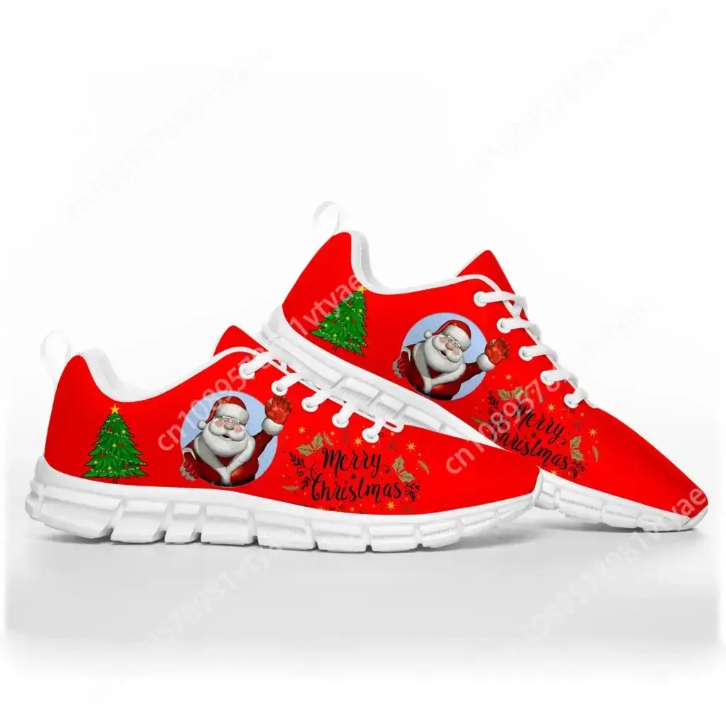 White Snowflake Red Christmas Santa Claus Snowman Sports Shoes Mens Womens Teenager Kids Children Sneakers Custom Couple Shoes