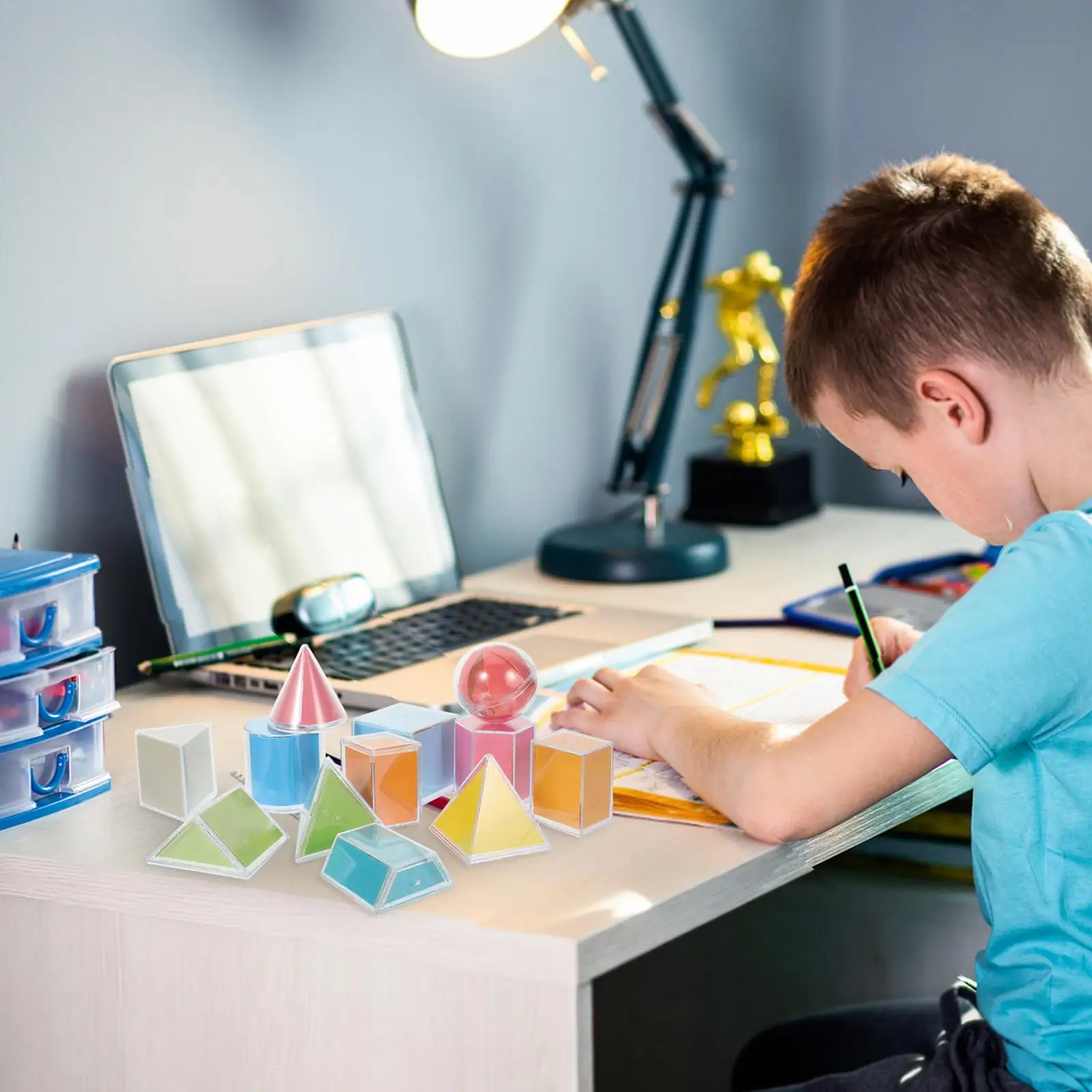 3d Geometric Solids Shapes Geometry Teaching Aids Plastic Pattern Blocks Three-dimensional for Kids Primary School