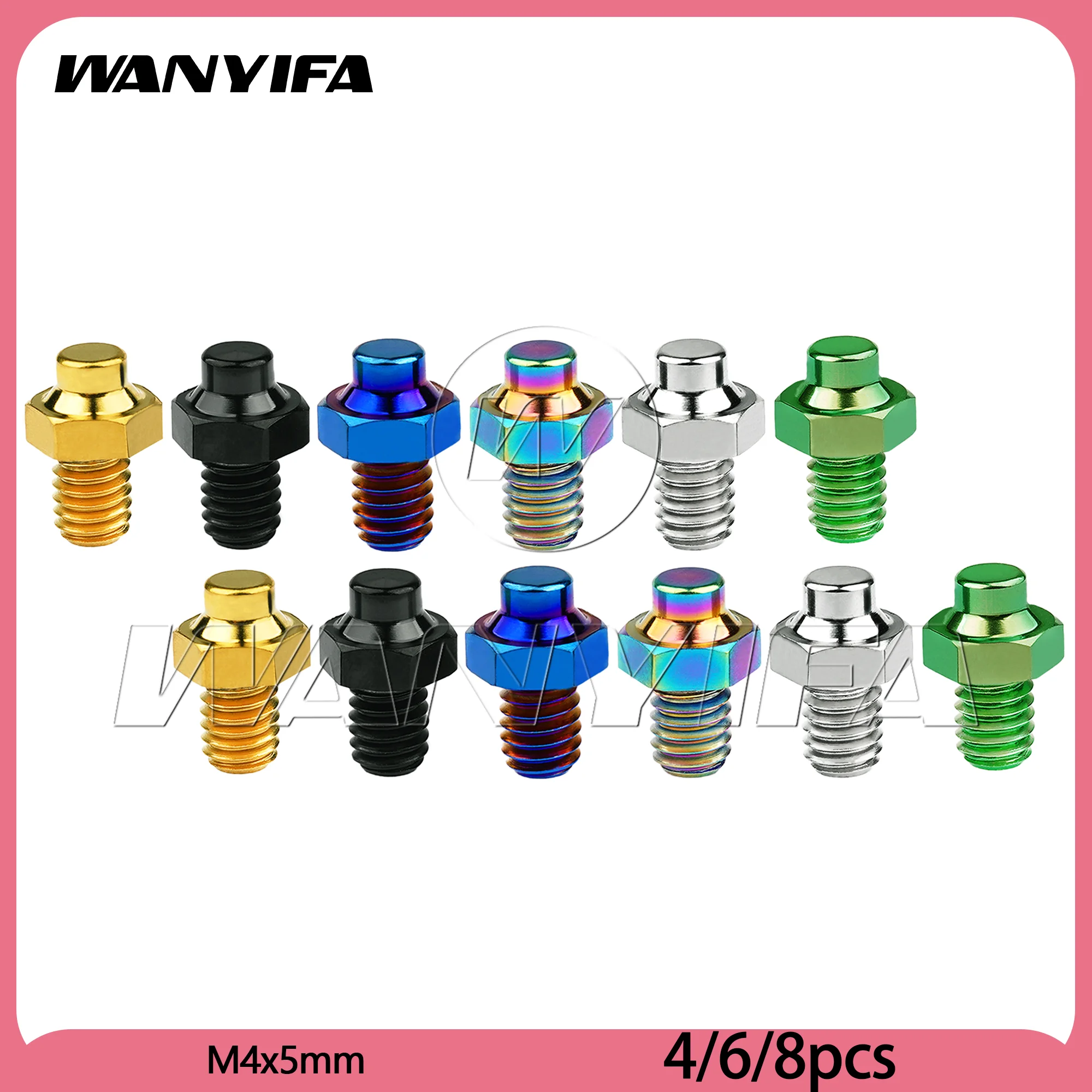 Wanyifa 4/6/8pcs  Titanium  Bolt  M4x5mm Auxiliary Screws for Bicycle Pedals For Bicycle Accessories