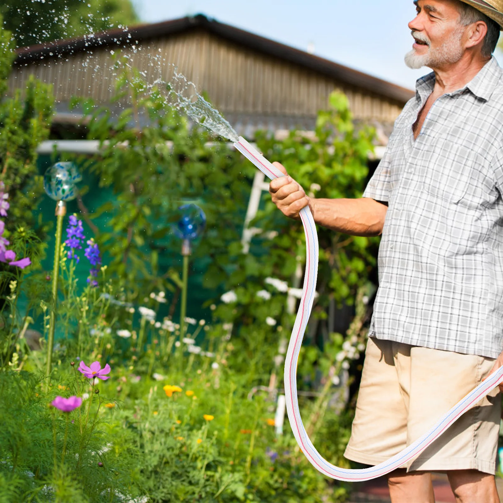 

Flexible 25Ft PVC Garden Hose for Outdoor Watering Lightweight Reusable Hose with Strong Connector for Farm Car Garden Use