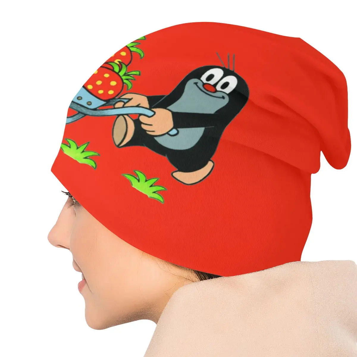 Custom Unisex Winter Warm Bonnet Homme Knitted Hats Fashion Krtek Mole Beanie Cap Cartoon Krtek Little Maulwurf Beanies For Men