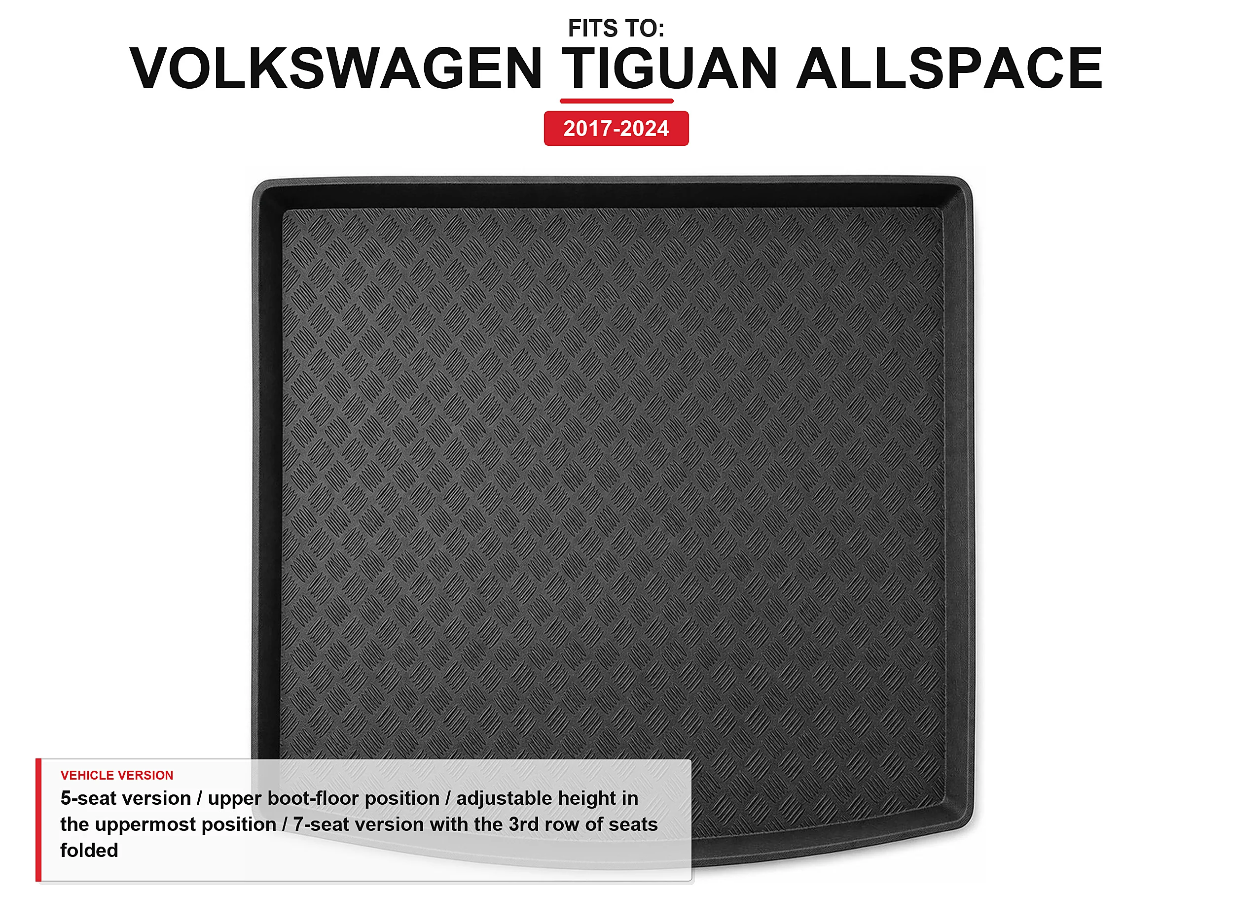 Kofferbakmat met rand voor: Volkswagen Tiguan Allspace 2017-2024
