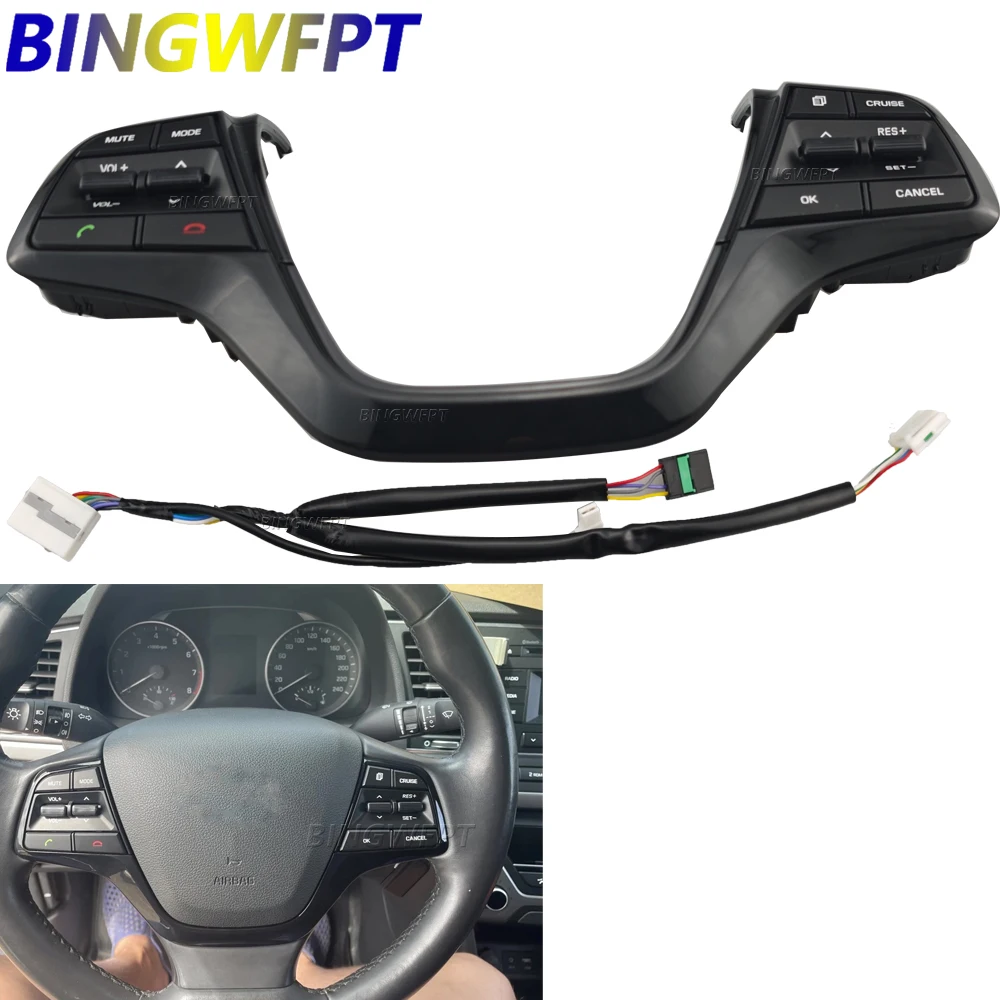 

For Hyundai Solaris 2016 - 2022 1.6L Car Accessories Piano Black Steering Wheel Cruise Control Switch Buttons