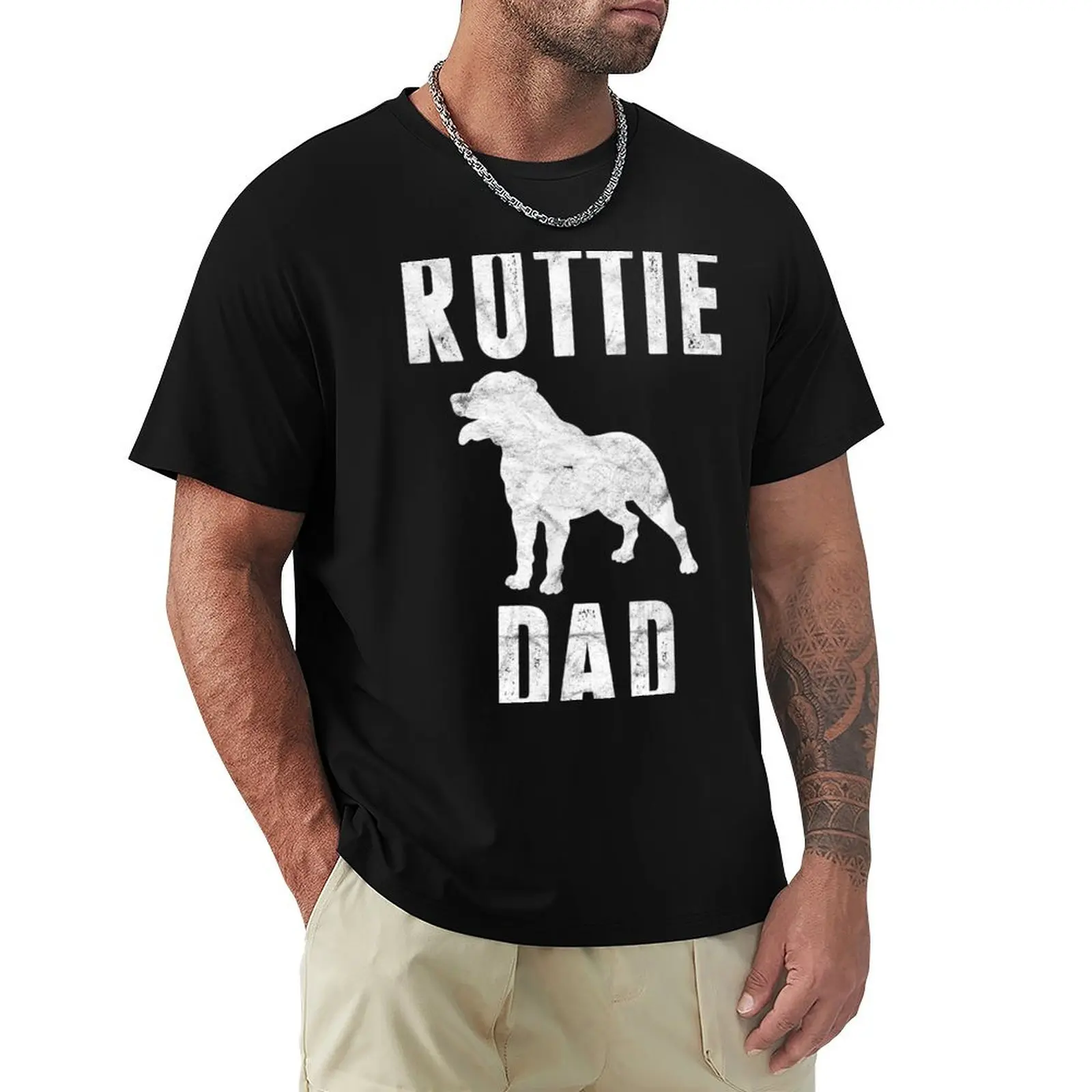 Vintage Rottweiler Dad Gift Rott Dog Daddy Rottie Father T-Shirt anime animal prinfor boys Aesthetic clothing mens tall t shirts