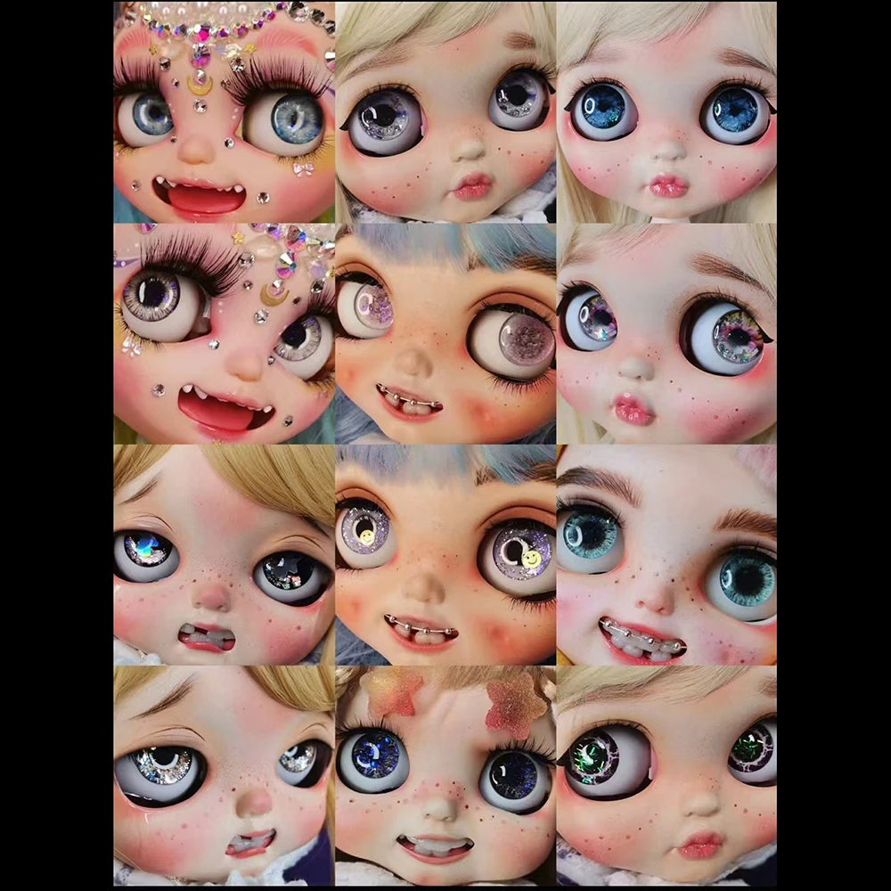 Random 4 pair Colorful Eyes Chips Pupil Eye For Blythe Doll Eyes DIY Doll Accessories Drip glue eye patches