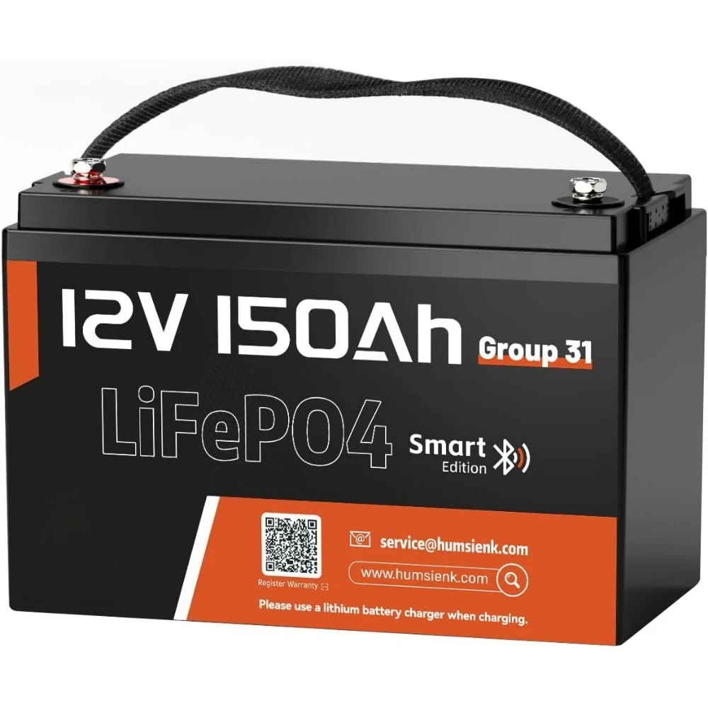 

12V 150Ah LiFePO4 Lithium Battery BCI Group31 Bluetooth- Built-in 110A BMS, Deep Cycle Battery for Solar, RV, MarineA