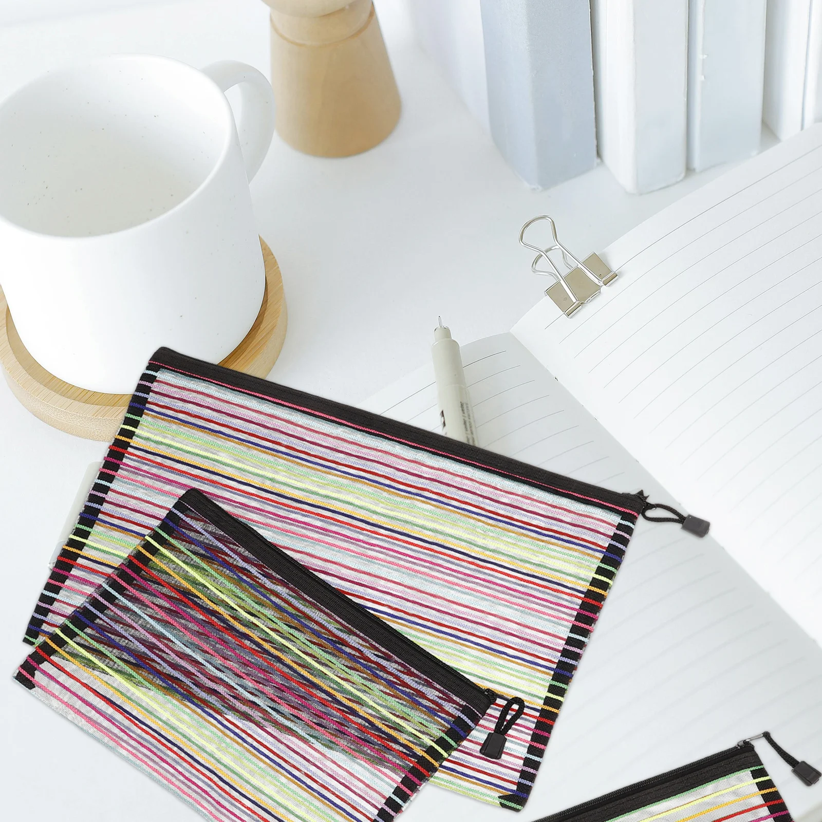 

3Pcs Colorful Nylon Mesh File Bags A4 A5 B6 Zipper Organizer Portable Document Storage Pouch File Bag Document Organizer