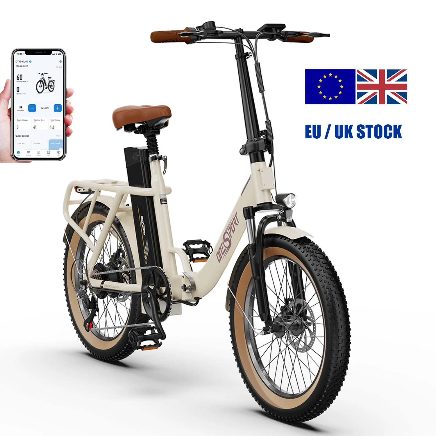 

ONESPORT OT16-2 Folding Electric Bike EU Warehouse Electric City & Road Hybrid Bike 48v E-Bike High Voltage Electric Bicycle