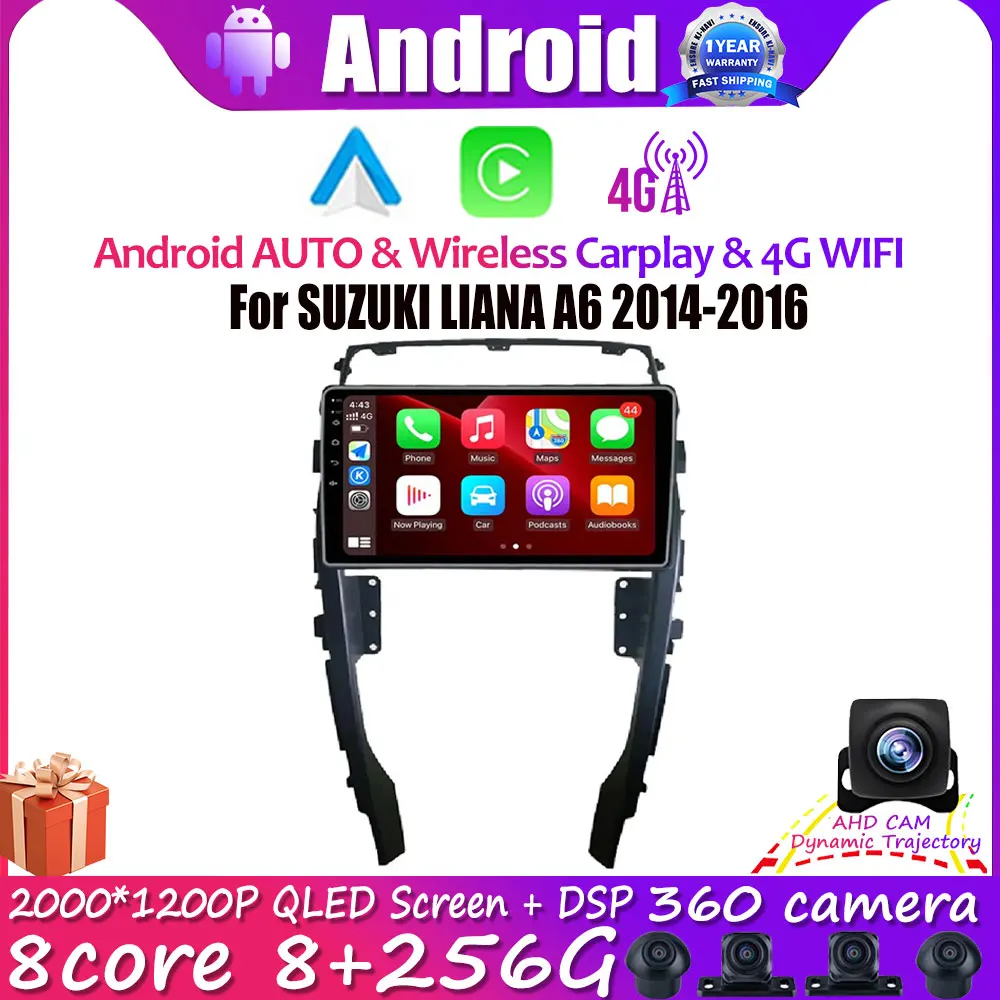 

9 "GPS-навигатор для SUZUKI LIANA A6 2014-2016 Android 14 автомобильное радио, мультимедийный видеоплеер Carplay BT WIFI 4G HD DVR