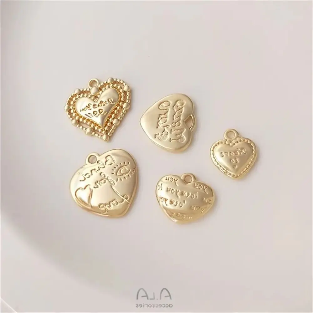 14K gold color fashion European and American style heart pendant love pendant DIY bracelet necklace pendant