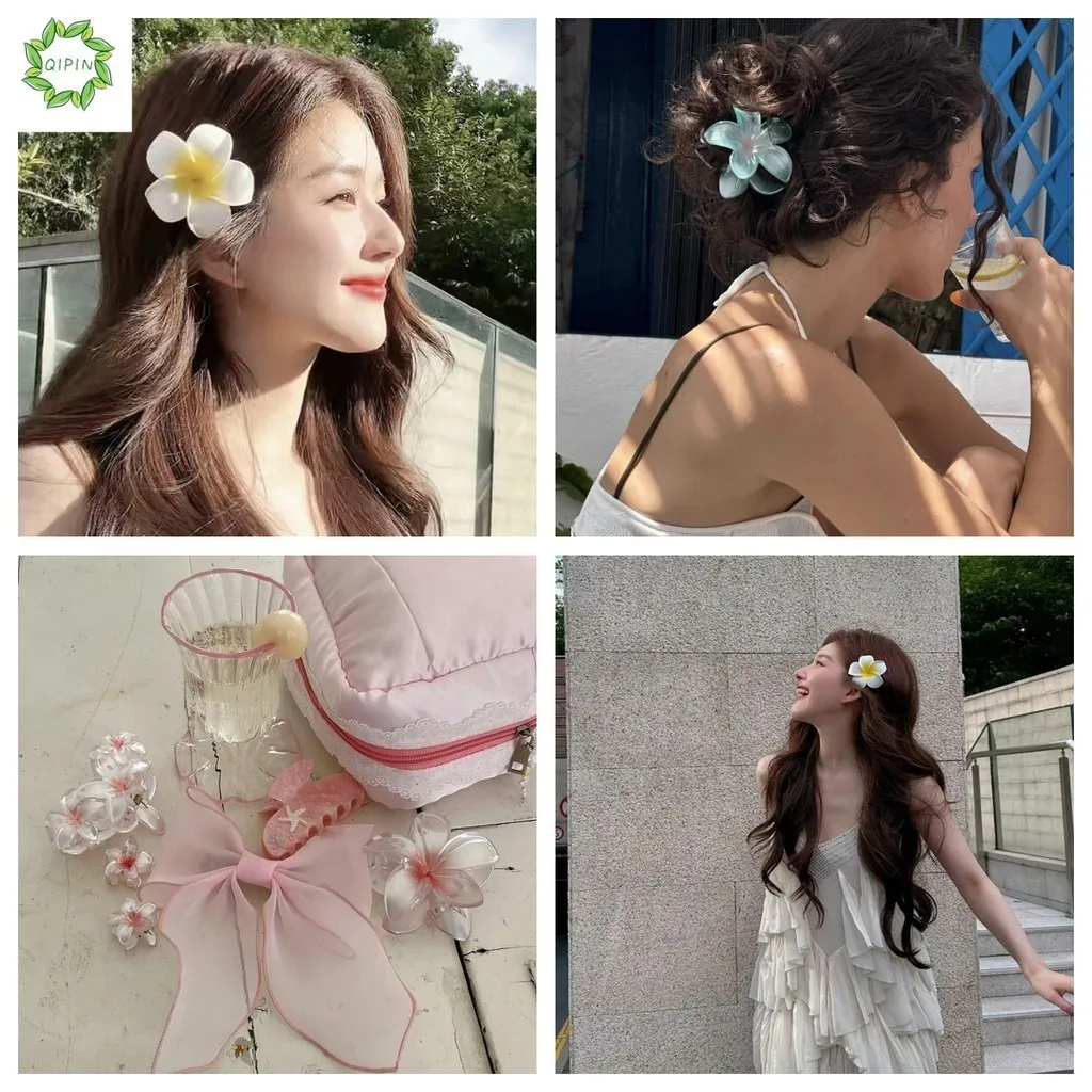 Spring New Egg Flower Hair Clip Gradient Color Large Grab Clip Vacation Style Egg Blossom Girl Hair Accessories