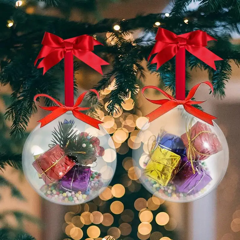 2024 Christmas Tree Ornaments Transparent Fillable Ornaments Crystal Car Hang-On Ornament Christmas Ball for Party Decorations