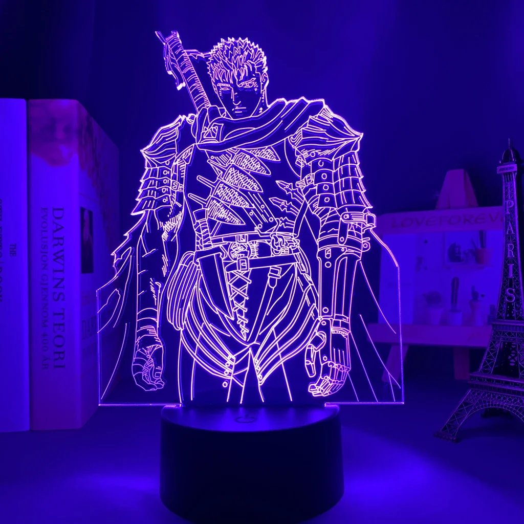 Figura de Berserk Guts de Anime Led, luz nocturna decorativa para dormitorio, regalo de cumpleaños, lámpara de mesa 3d para habitación de niños, Manga Berserk