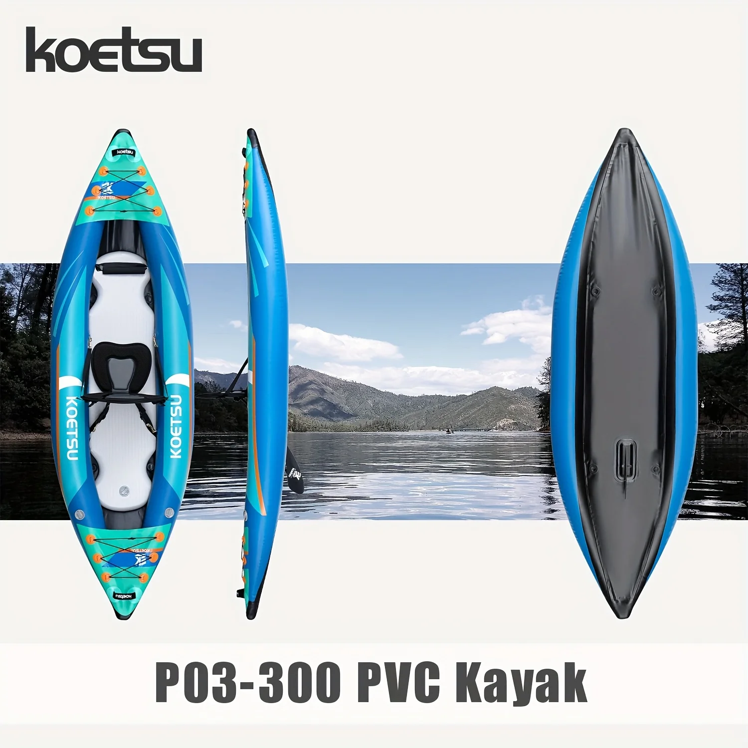 KOETSU P03 матовый надувной каяк, одинарная и двойная надувная лодка, подходит для водных занятий спортом на открытом воздухе, спорта, рыбалки