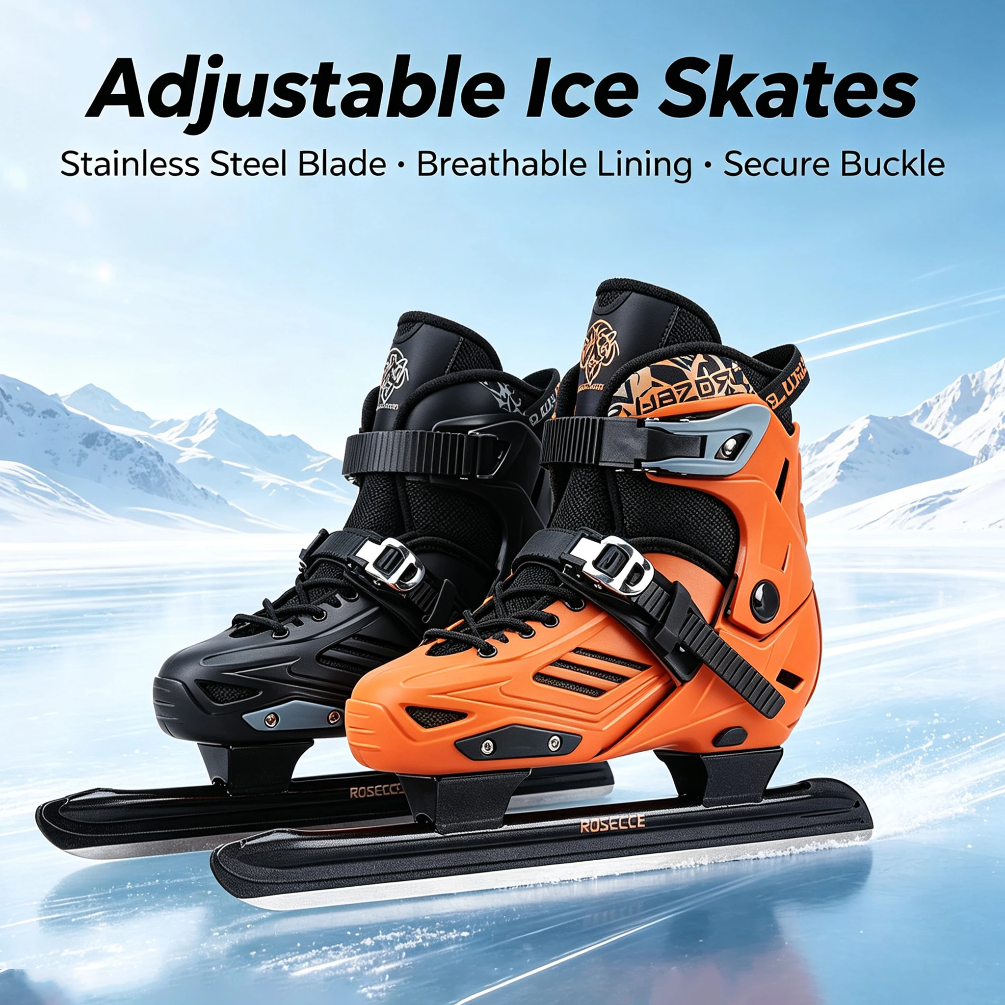 3D Wrap Anti‑Collision Shell Speed Ice Skates Shoes Removable Washable Comfort Liner Ice Skating Boot Adjustable Size Ice Skates