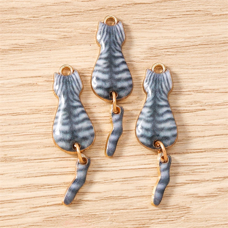 10 Stück 10x35mm Cartoon Emaille Tier Katzen Charms Anhänger zum Basteln von Halsketten, Ohrringen, Armbändern, DIY-Handwerk, Schmuckzubehör – Detail 16