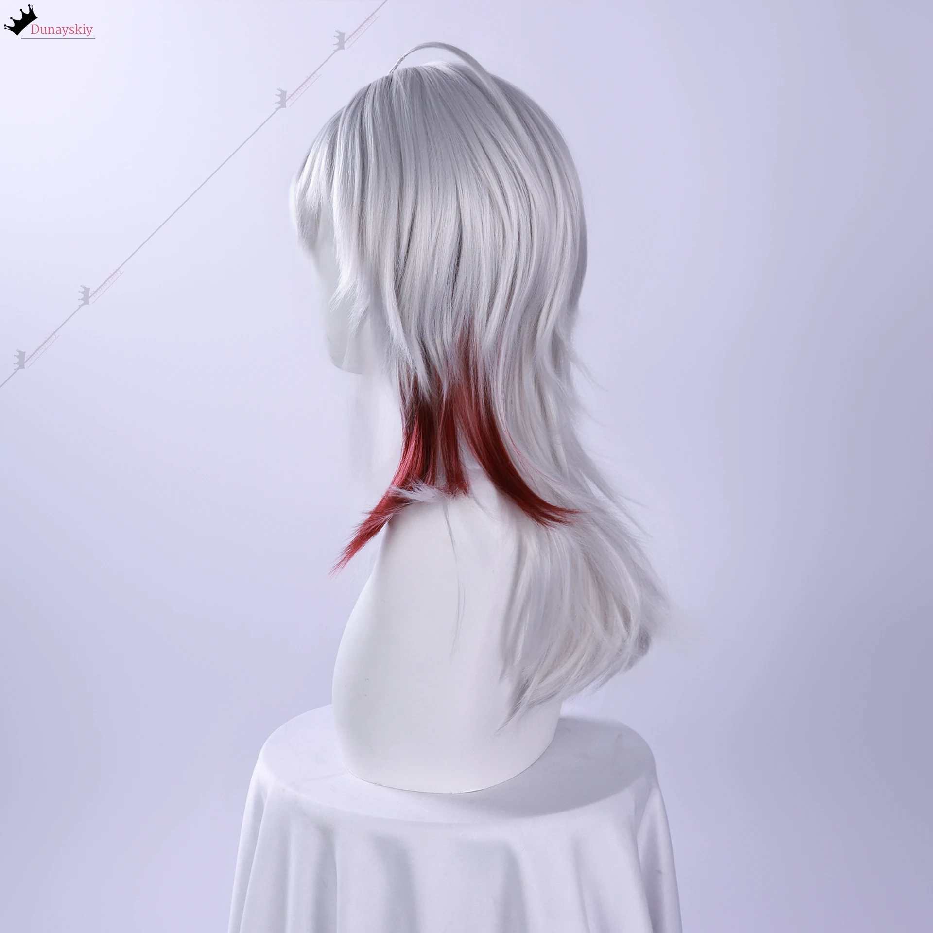 Peluca de Cosplay Zani Wuthering Waves, peluca de disfraz de Cosplay de 40CM, peluca degradado rojo plateado, gorra gratis de pelo corto de Anime ZANI para juegos de rol