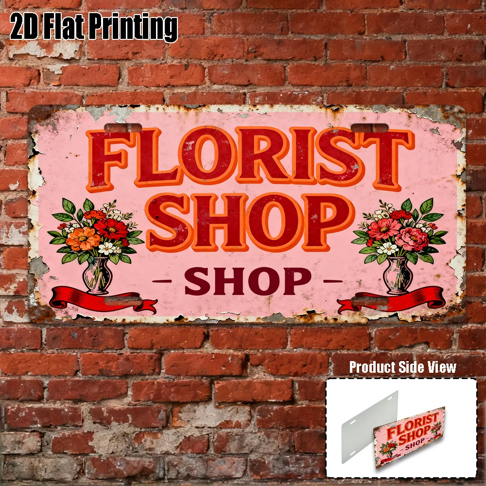 2D Flat,1pc Vintage Sign, Yard Signs ,Floral - Themed Decor, Gift for Floral Lovers, for Home Decor, for Florist Shop Decor
