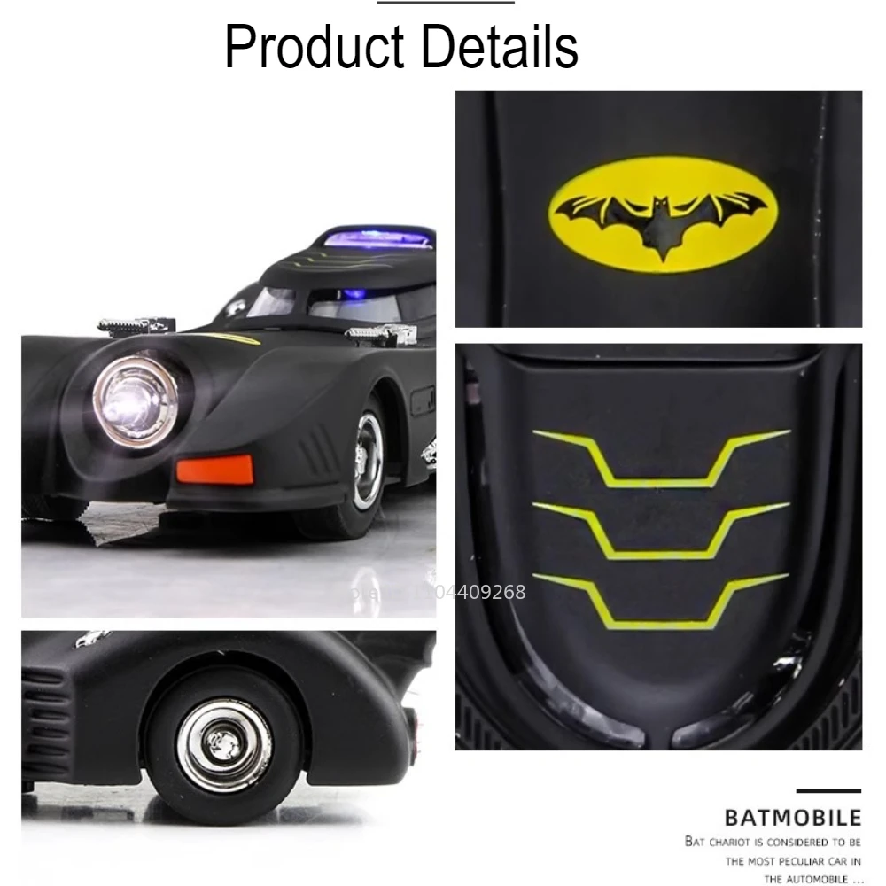 1:38 Scale Batmobile Toy Car Model Alloy Diecast Pull Back Sound Light Classic Movie Vehicles Models Hobby Ornaments Gifts