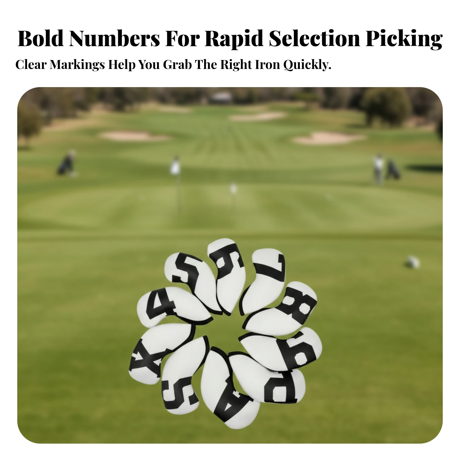 10 Pieces Golf Iron Head Covers Long-Lasting Iron Headcovers with Printed Numbers Golf Club Covers Scratch-Resistant Sturdy