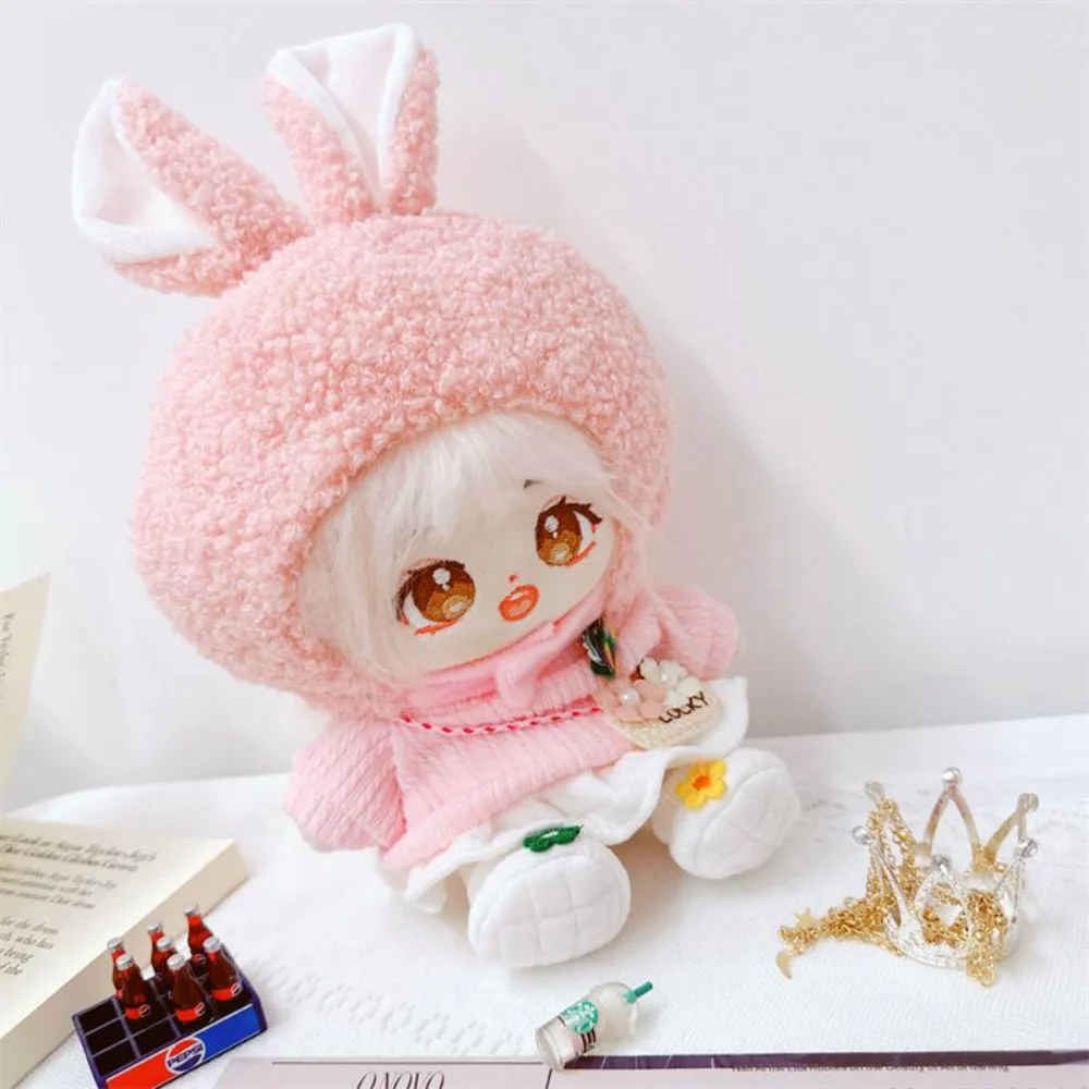 Gorro de animales de 20cm, gorro de muñeca de algodón, ropa suave, gorros, gorros, gorro de muñeca de estrella, vestido Kawaii, sin atributos, sombrero para muñecas