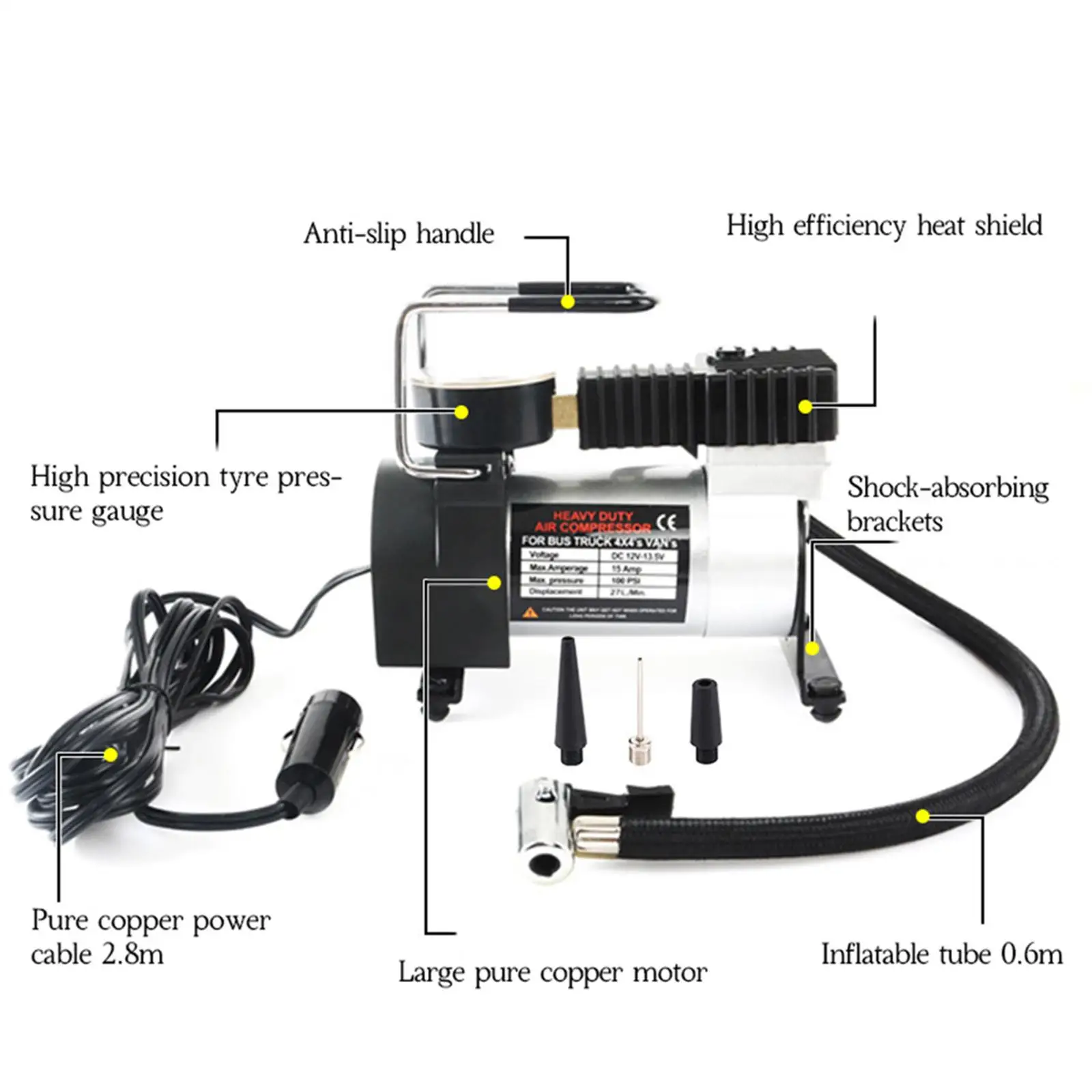 Tire Inflator Handheld Charging Pump Compact High Pressure Electric Pump Electric Air Compressor for Trucks Van Cars SUV