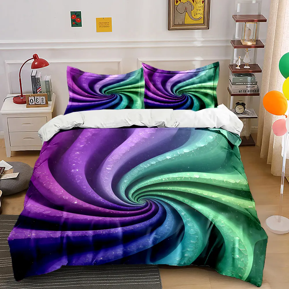 

Vibrant spiral with sparkling droplets Pattern Duvet Cover Set Digital Print Colorful Polyester Bedding with Zipper Closur