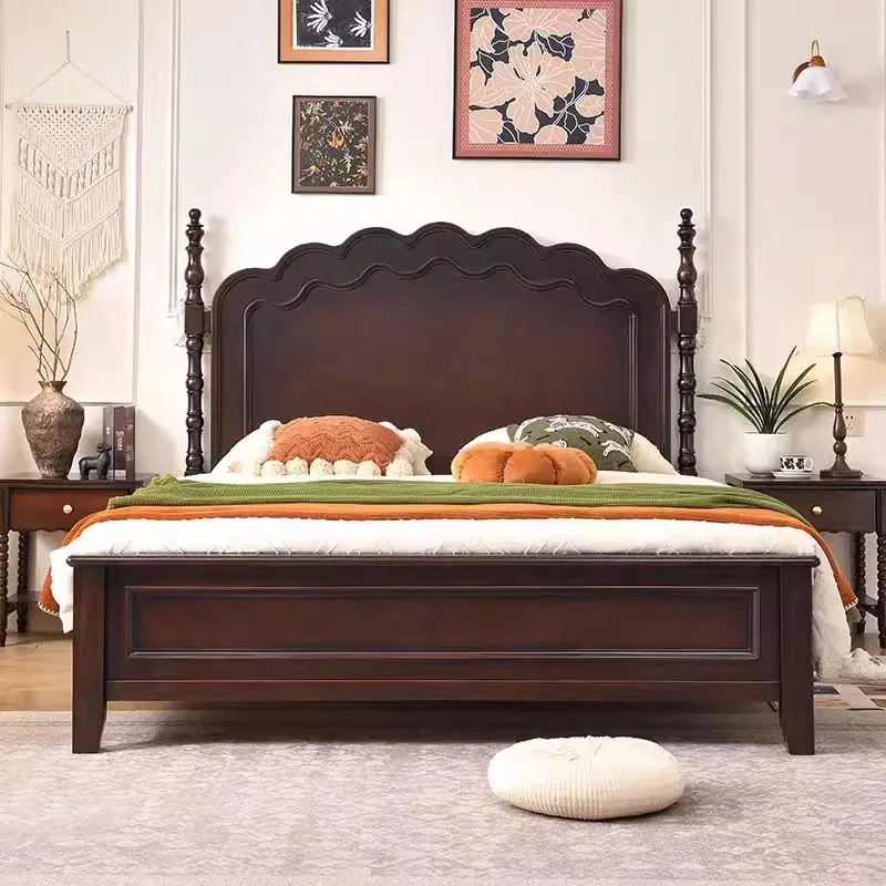 American retro French 1.8 meters antique double bed master bedroom high-end atmosphere princess wedding bed high
