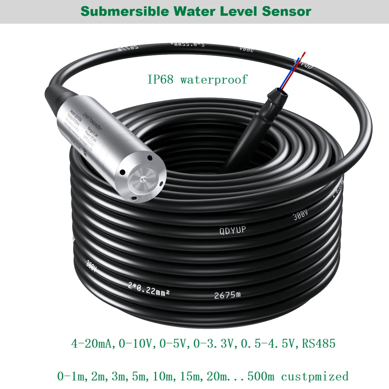 

IP68 0-10V RS485 Water Level Sensor Transducer 10m 3m 5m range 4-20mA 1-5V Output Liquid Pressure Transmitter