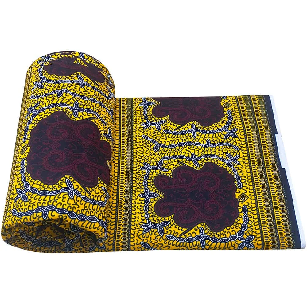 Eleganter Stoff für ethnische Kleidungsstücke aus 100 % Baumwolle mit afrikanischem Aufdruck, Wachs und wachsbeständigem Färben