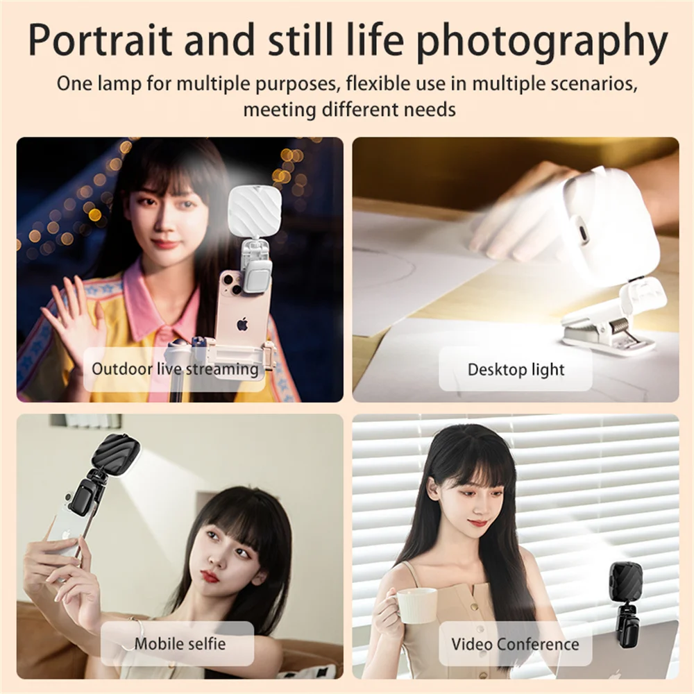 Rechargeable Selfie Light Clip-on LED Light for Phone Laptop Tablet Phone Light Selfie Video Conference Zoom Photography Makeup