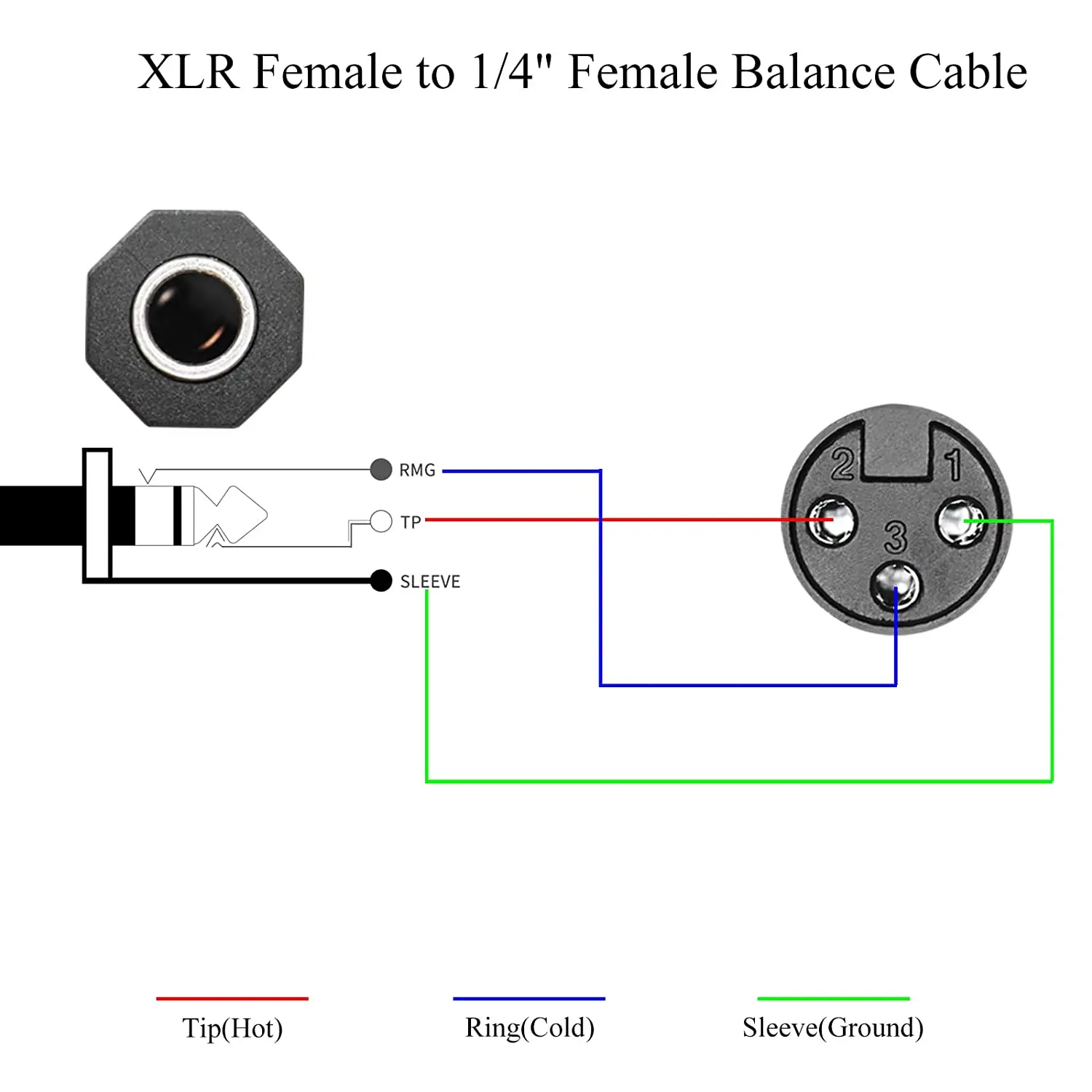1 قطعة XLR 3 دبوس أنثى إلى TRS 6.35 مللي متر 1/4 "أنثى التوازن محول موصل الصوت ربط تحويل كابل الربط