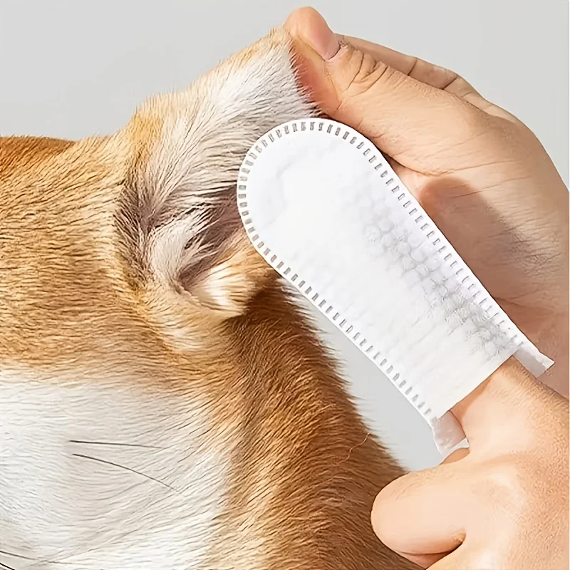 99 Stück Einweg-Fingerwischtücher für Hunde und Katzen, Zahnreinigung, Zahnsteinentfernung, Ohrenpflege & Frischer Atem Tierpflegetücher – Detail 7