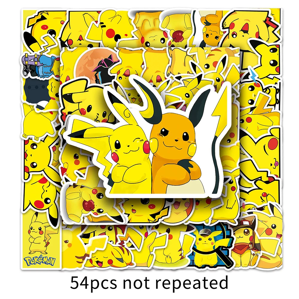 10/30/50PCS Pokemon Pikachu Stickers Anime Cute Decoration PVC Decals DIY Phone Fridge Laptop Skateboard Sticker Kids Gift Toys