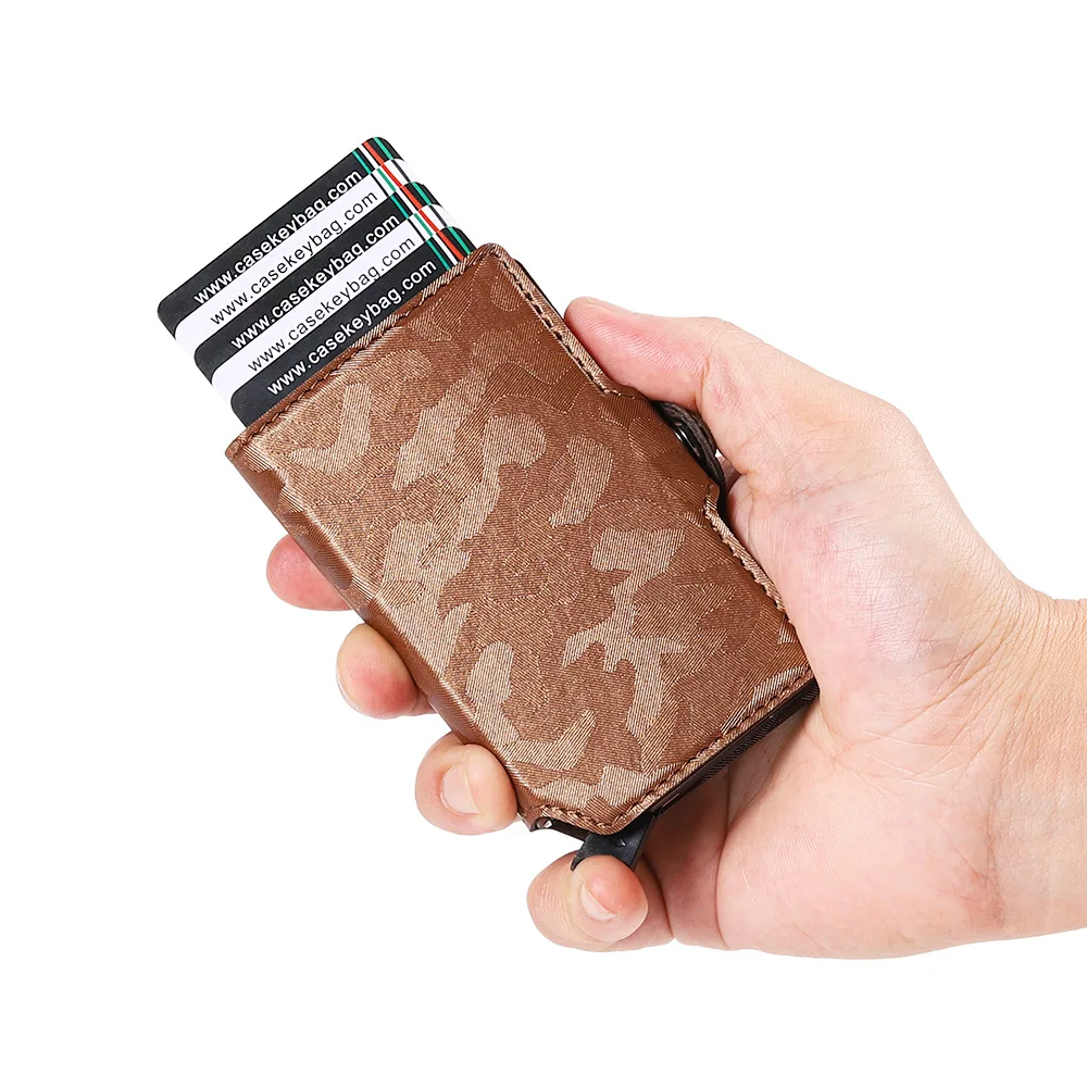 CASEKEY Rfid Camouflage Leather Smart Tactical Wallet Men Bank Porta carte di credito Mini Money Bag Metal Male Vallet Porta Tarjeta