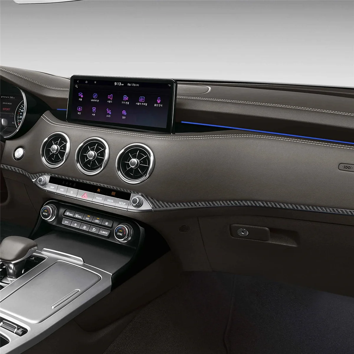 

For Kia Stinger 2019-2023 Dashboard Panel Decorative Strips Car Interior Decoration Center Control Trim Strip