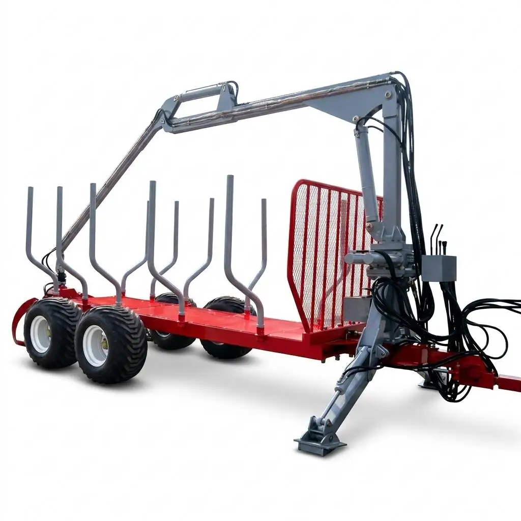 

Hot Sale 6 Ton Atv Timber Grapple Trailer with Crane Logging Loader Machine Trailer Timber Crane