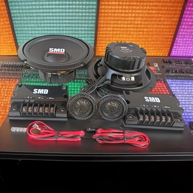 Sistema de altavoces de componentes de audio para coche de 6,5 pulgadas, sistema de altavoces con divisor de frecuencia Belt 2, equipado con 2 subwoofers y 2 altavoces.