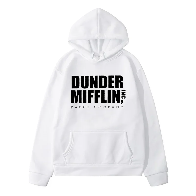 DUNDER MIFFLIN Letter Printed Men Women's Hoodie Autumn Winter Pure Cotton Fashion Casual Long Sleeve Oversized Harajuku Tops