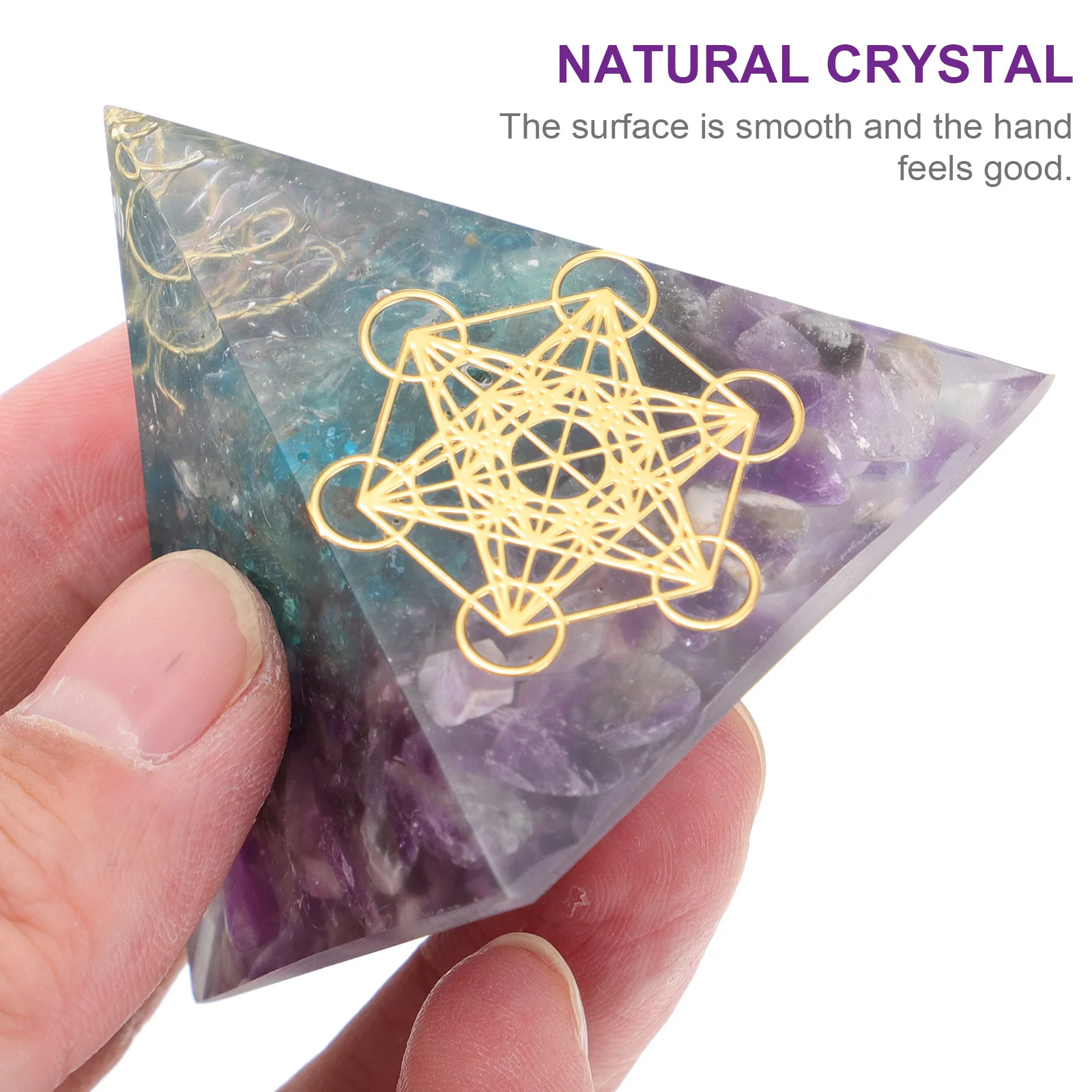 1 stks Crystal Energy Chip Amethist Piramide Decoratieve Fengshui Desktop Home Welvaart Ornament Positieve Energie Decor