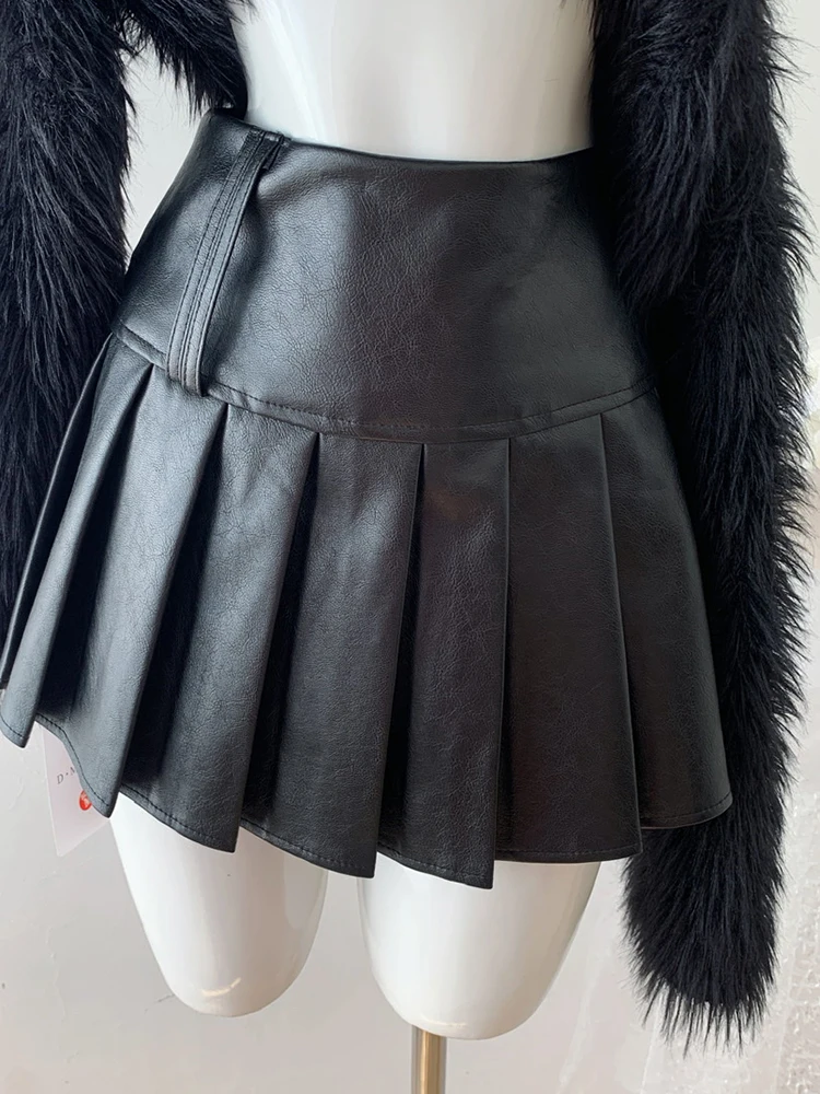 Winter Women Shoujo Girl 2000s Dark Academia Y2k Outfits 2 Piece Set Long Sleeve Fluffy Crop Tops + Gyaru Mini Pleated Skirt New