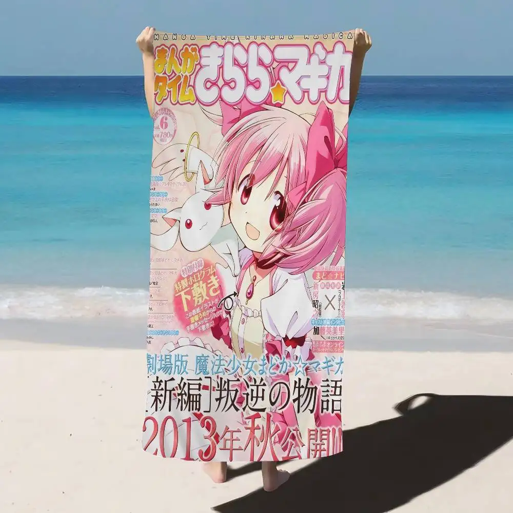 P-P-Puella M-Magi M-Madoka Magica منشفة الشاطئ مناشف حمام ملونة للفتيات ستوكات سريعة الجفاف مخصصة شاطئ مجاني من الرمال #4