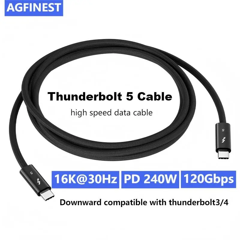

Кабель Thunderbolt 5, 240 Вт, кабель для быстрой зарядки, 16K Ultra HD, высокоскоростной кабель для передачи данных, совместимый с Thunderbolt 4/3 для MacBook iphone