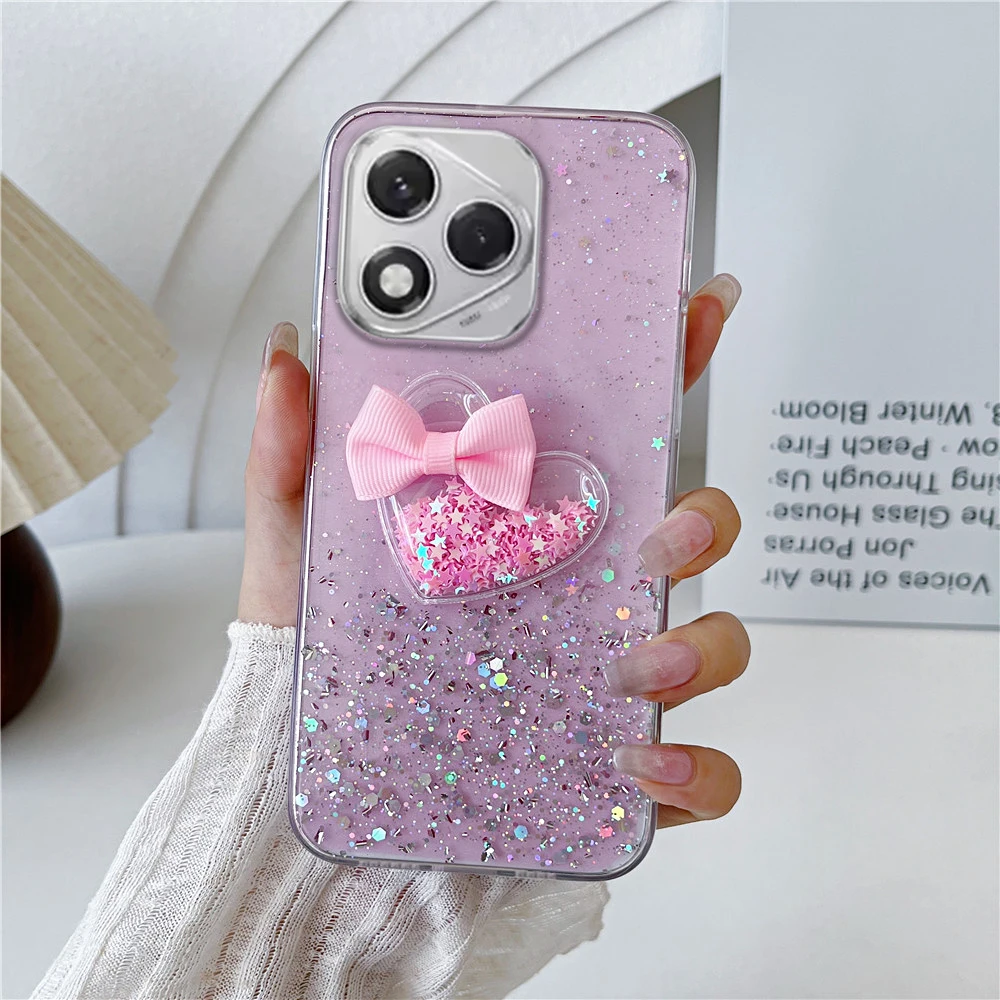 Funda P30lite 3D Quicksand Love Heart, funda de teléfono para Huawei P30 Lite P40 Pura 70 P20 Pro, funda trasera de silicona suave con brillo ostentoso