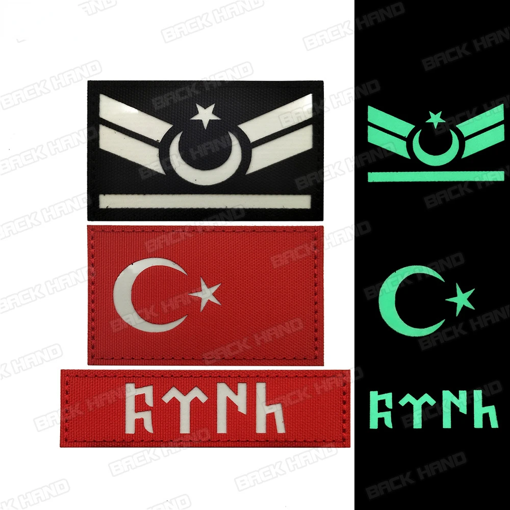 Turkey TURK Flag Patch Embroidered Reflective TR Turkish Tactical Shoulder Armband Badge Applique Embroidery Patches on Clothes