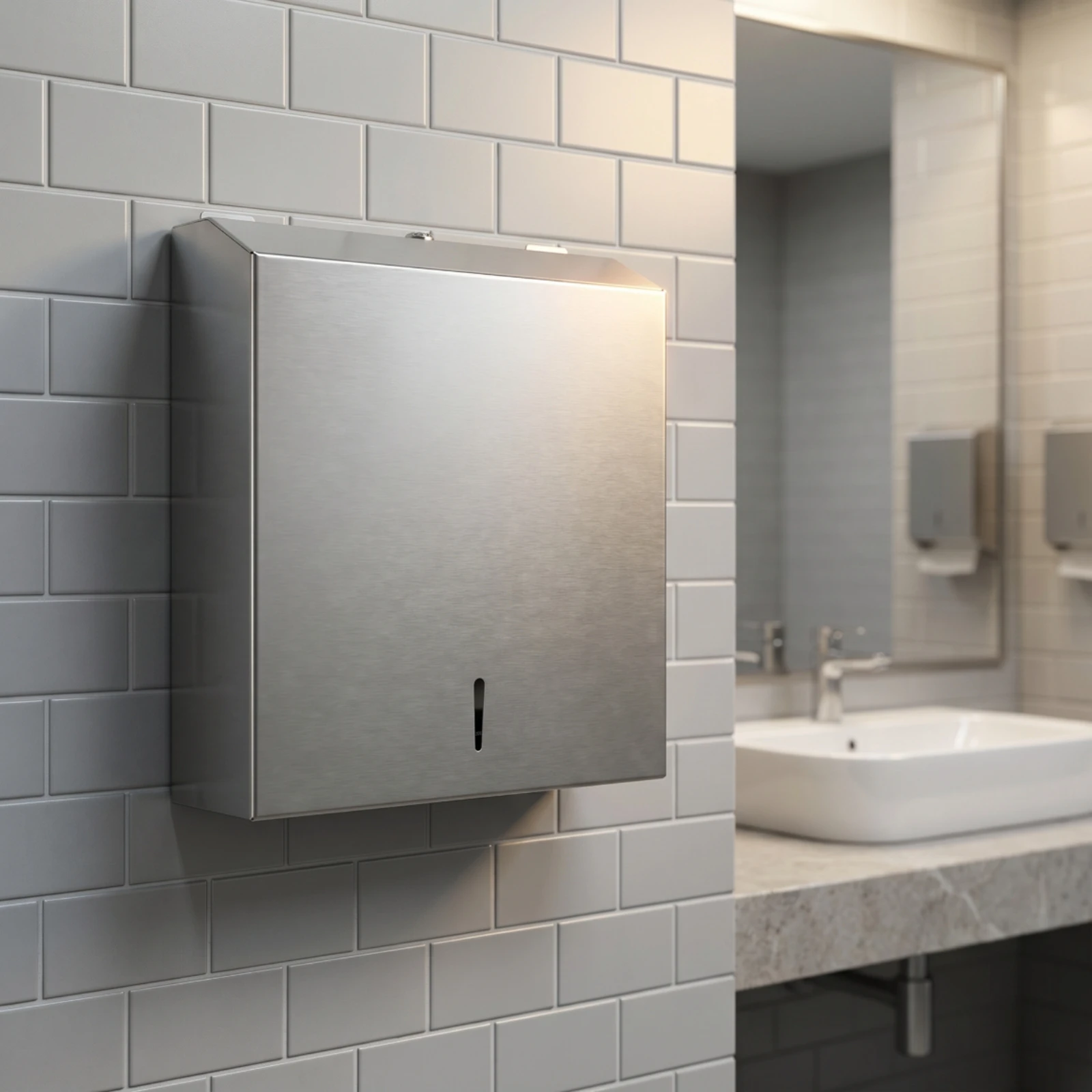 Bathroom Tissue Dispenser with Shelf Stainless Steel Commercial Bathroom Tissue Dispenser Large-Capacity Lockable for Businesses