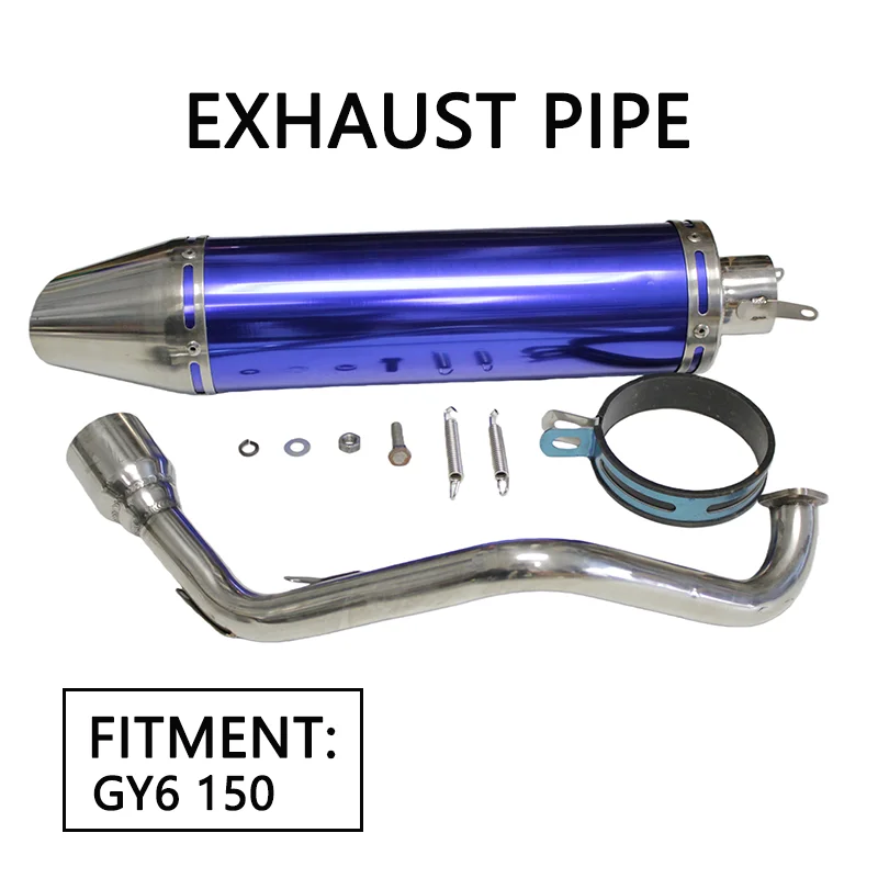 

51mm Smooth Blue Full Exhaust System Suitable For Gy6150 Scooter High-Temperature Resistant Exhaust Pipe Accessory