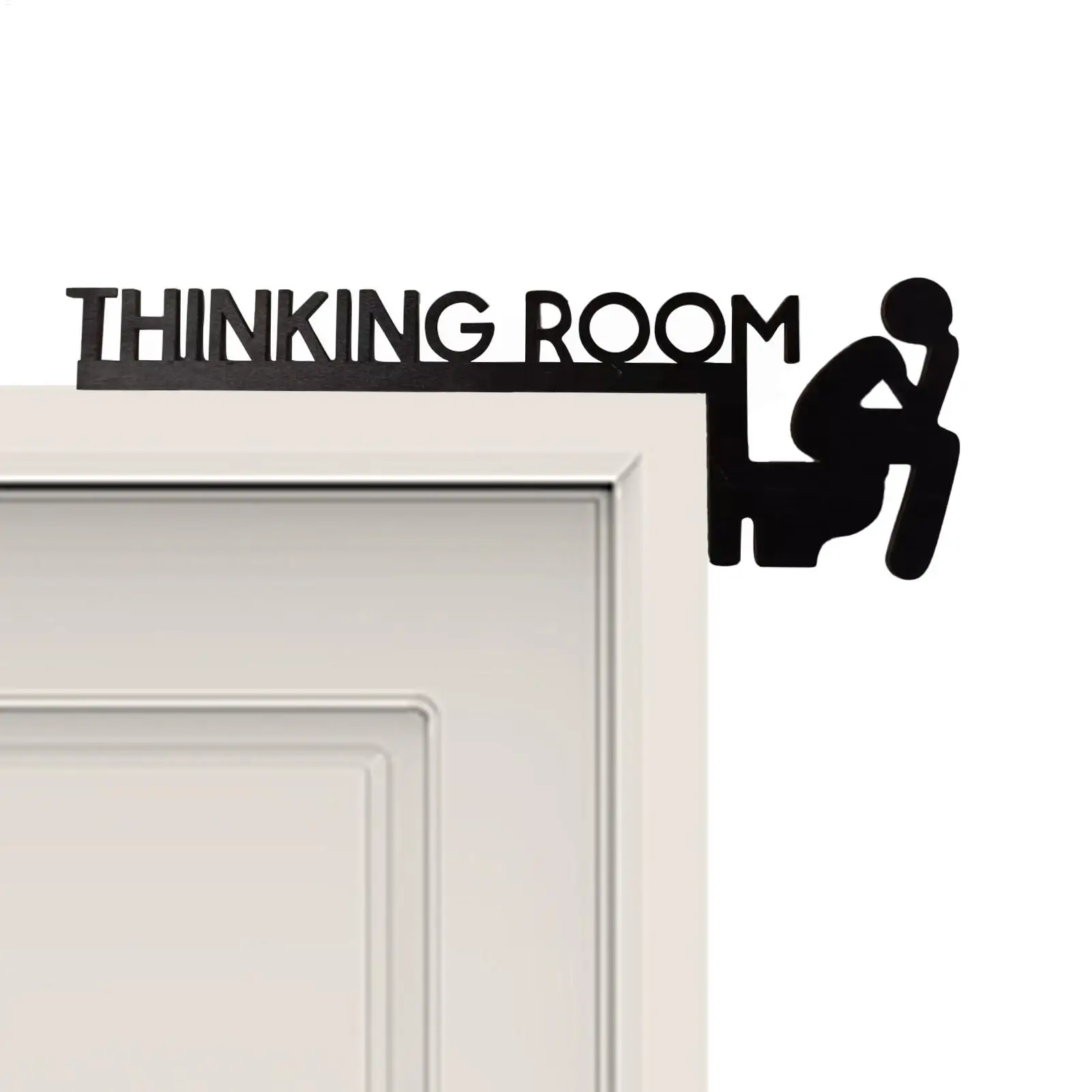 Divertida decoración de puerta con letras para baño, sala de pensamiento, letrero de madera para puerta de baño, sala de pensamiento única, adornos de pared para el hogar creativos